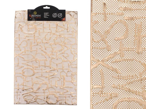 Salvamantel rectangular con letras doradas: elegancia para tu mesa