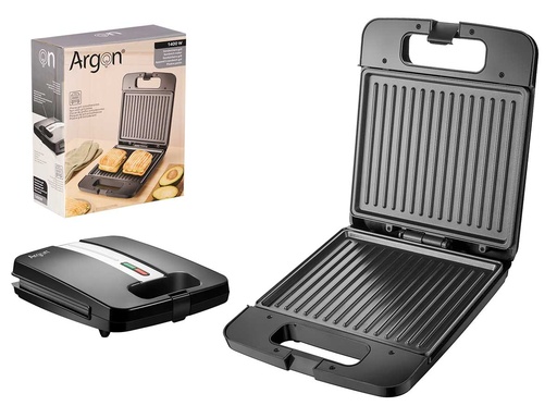 Sandwichera grill negra grande 1400W: Deliciosos sándwiches fáciles