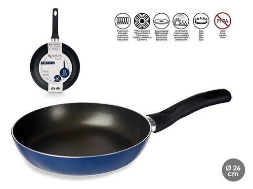 Sartén de aluminio 26cm azul: ligera, resistente y antiadherente