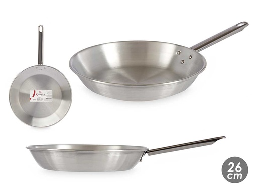 Sartén de aluminio con mango 26cm: ligera y de cocción uniforme