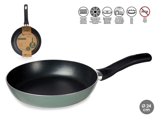 Sartén de aluminio verde para cocinar de manera saludable y fácil