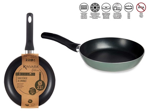Sartén de aluminio verde: cocina saludable y práctica en 22 cm