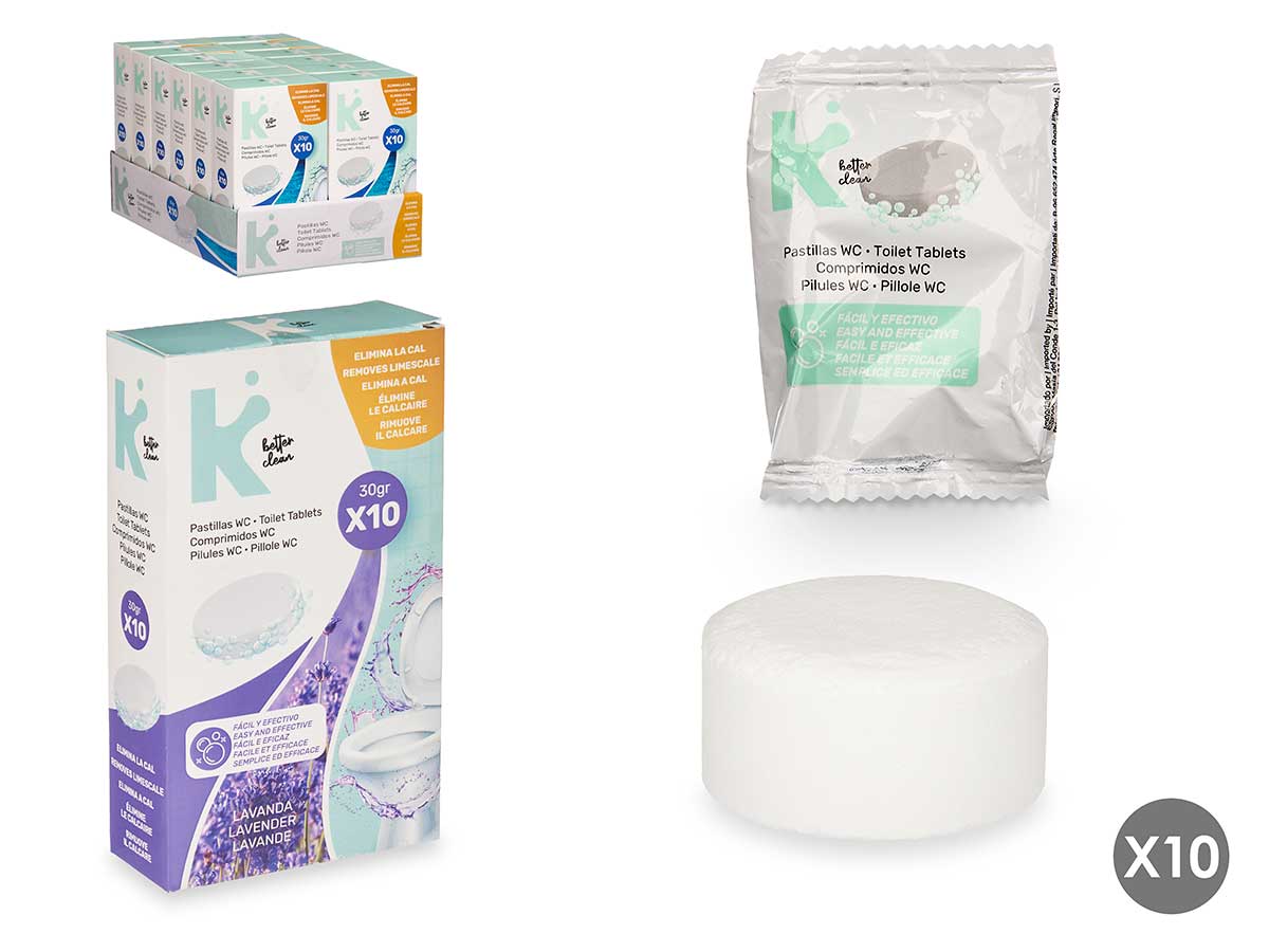 Set 10 Pastillas WC 30g Lavanda: Frescura y Limpieza Duradera