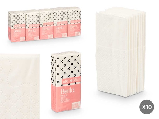 Set 10 paquetes de 10 pañuelos de 3 capas, suaves y protectores