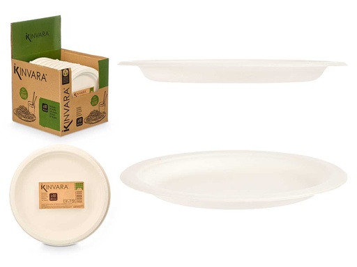Set 10 platos llanos biodegradables pequeños, ideales para fiestas