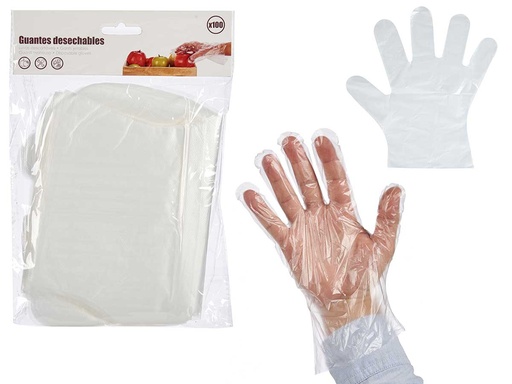 Set 100 Guantes Plásticos Desechables Transparentes para Proteccion