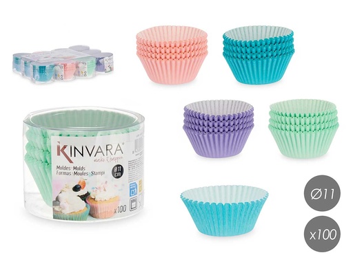 Set 100 moldes de papel de repostería de 11 cm surtidos para disfrutar