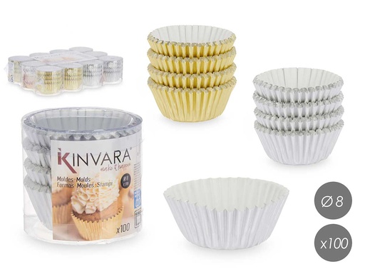 Set 100 moldes de papel metalizados para repostería surtidos 8cm
