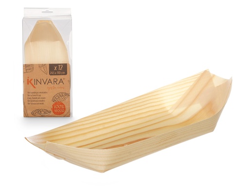 Set 12 bandejas ovaladas de madera grandes para decorar tu mesa