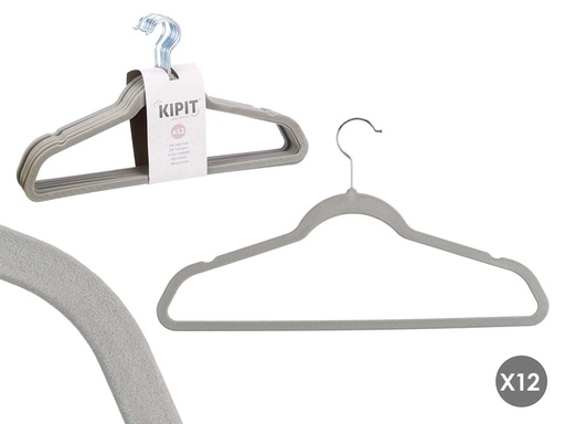 Set 12 percha flocada gris para organizar tu armario con estilo