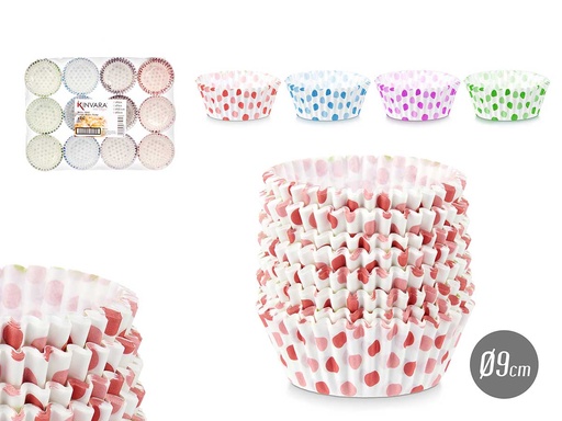 Set 150 moldes de papel de puntos de 9 cm, surtido y versátil