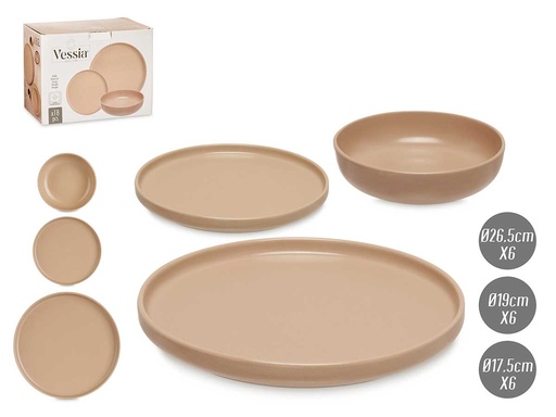 Set 18 piezas vajilla gres beige: Elegancia y durabilidad para tu mesa