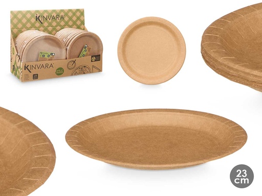 Set 18 platos kraft de 23 cm: ideales para tus fiestas y reuniones