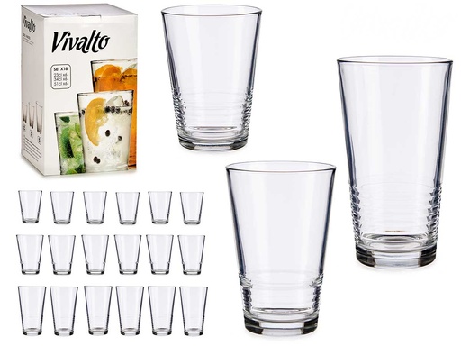 Set 18 vasos líneas: elegancia y estilo para tus bebidas favoritas