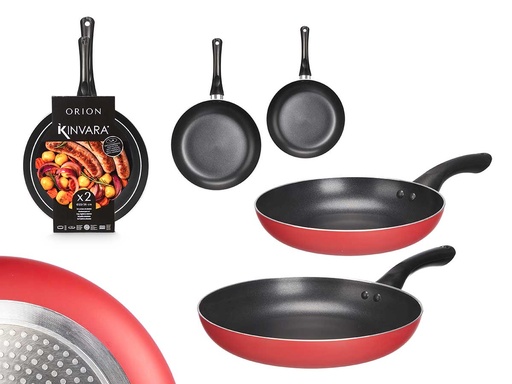 Set 2 Sartenes de Aluminio Rojo: Cocina Saludable y Elegante