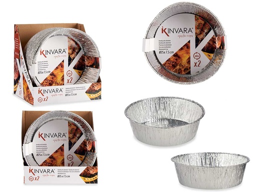 Set 2 bandejas de aluminio redondas grandes para fiestas elegantes
