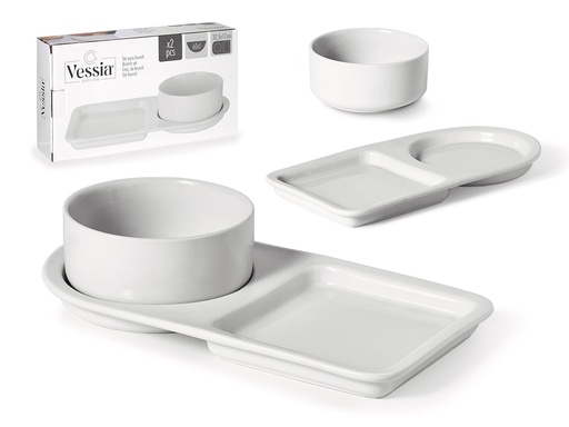 Set 2 pzs bol y plato de porcelana para un brunch elegante