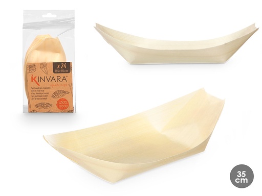 Set 24 bandejas ovaladas de madera pequeñas para un estilo único