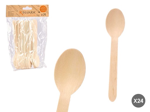 Set 24 cucharas de madera ecológicas, duraderas y elegantes