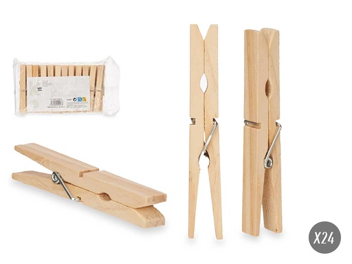 Set 24 pinzas de madera grandes: ¡Versatilidad y estilo para tu hogar!
