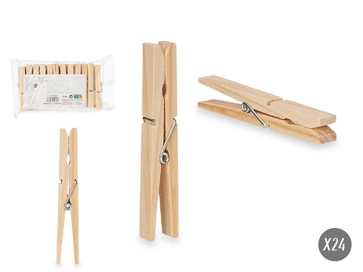 Set 24 pinzas de madera medianas: ¡Practicidad y estilo en tu hogar!