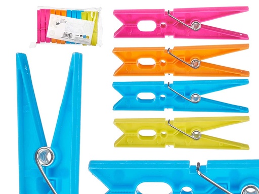 Set 24 pinzas de plástico grandes: resistencia y sujeción perfecta