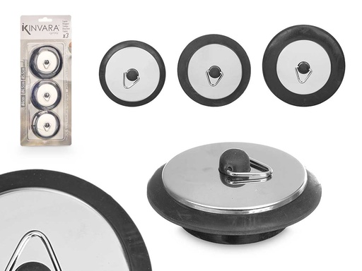 Set 3 Tapones de Goma y Acero para Fregadero: Sello Perfecto