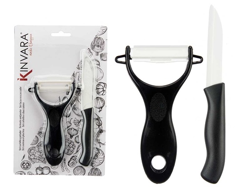 Pelador y cuchillo de plástico negro: Cocina con estilo y confort
