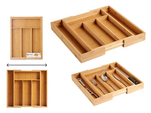 Cubertero bambú 6 huecos extensible: Organiza tu cocina con estilo