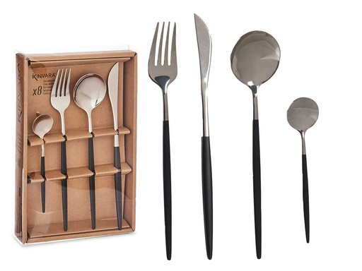 Set cubiertos 8pcs plata negro: Elegancia y modernidad para tu mesa