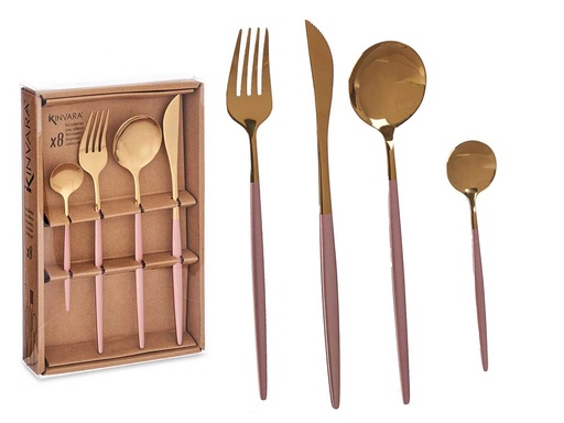 Set cubiertos 8pcs oro rosa: Elegancia y estilo para tu mesa