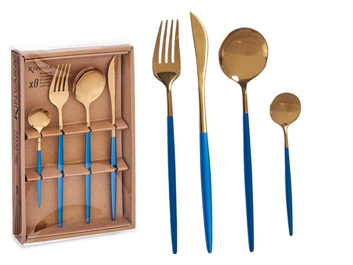 Set cubiertos 8pcs oro azul: Elegancia y estilo para tu mesa