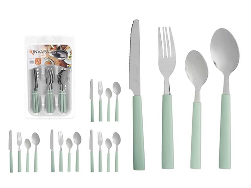 Set 16 cubiertos con cubertero menta palo, elegancia y funcionalidad