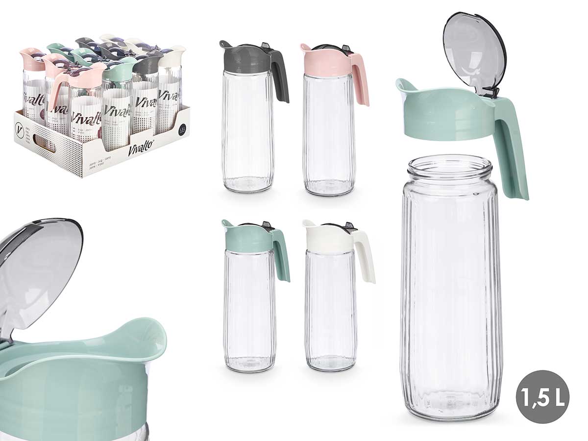 Jarra de agua 1,5L: diseño colorido y funcional para todos