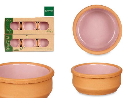 Set 6 cazuelas de barro rosa, ideales para guisos y decoración
