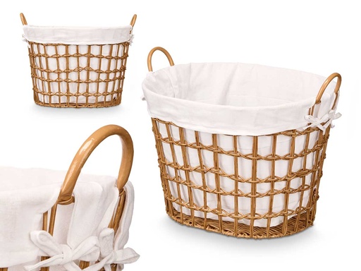 Cesto ovalado con asas en color natural, ideal para organizar tu hogar